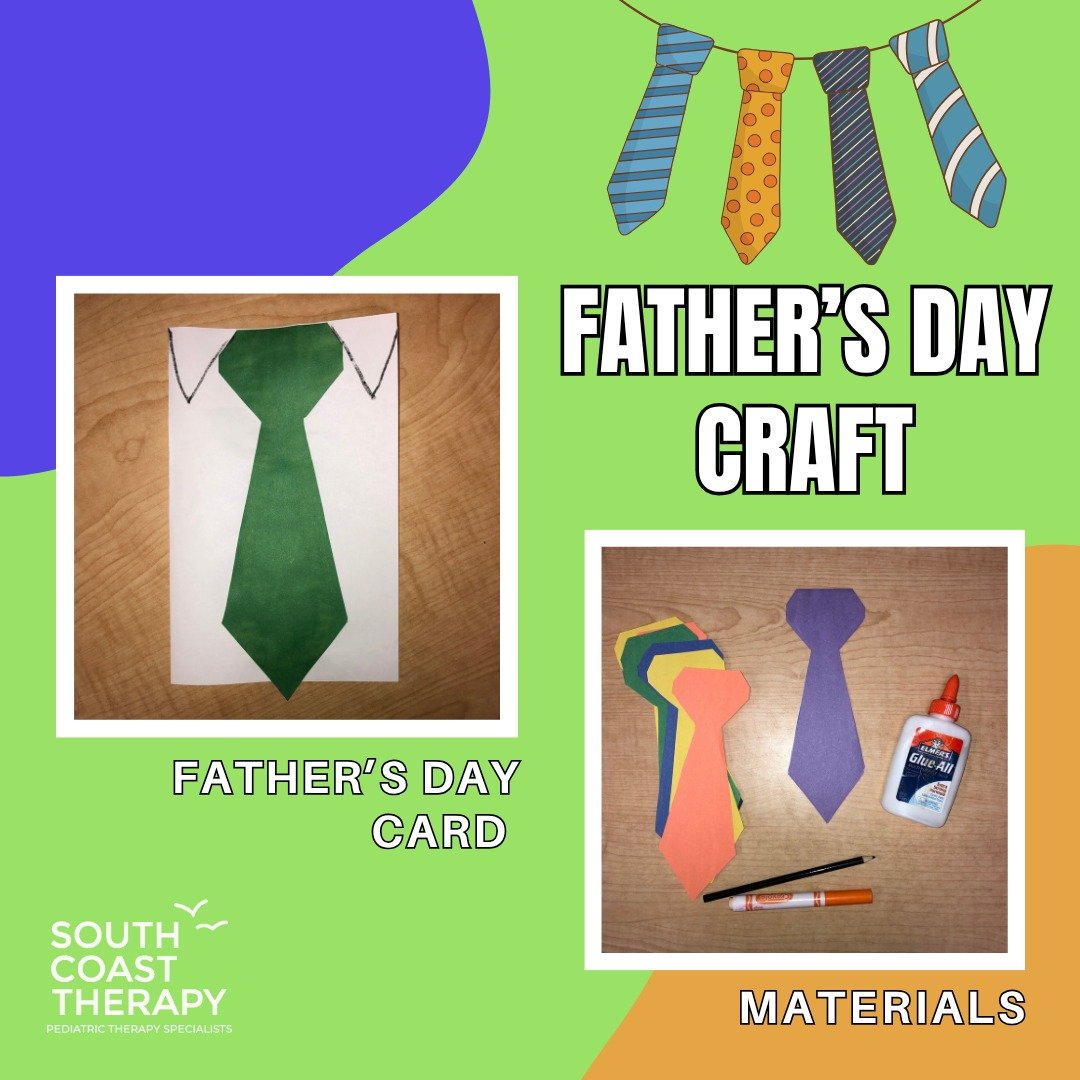 For our June craft of the month we are making Father’s Day Cards! Materials: white piece of paper, any color construction paper for tie, glue, scissors, and markers. Directions: 1) Fold your white piece of paper in half. 2) Cut out a tie shape