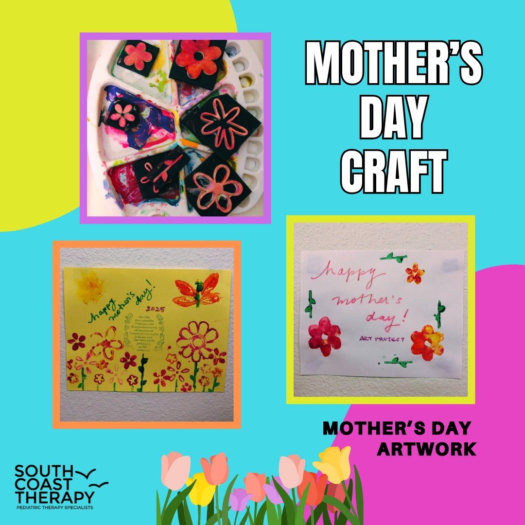 We are making Mother’s Day Artwork! Materials: paper, various stamps (ie: flower, butterfly etc.), paint or inkpad, and markers. Directions: 1) Write a poem or loving message for your mom in the center of the paper. 2) Load the stamp with paint