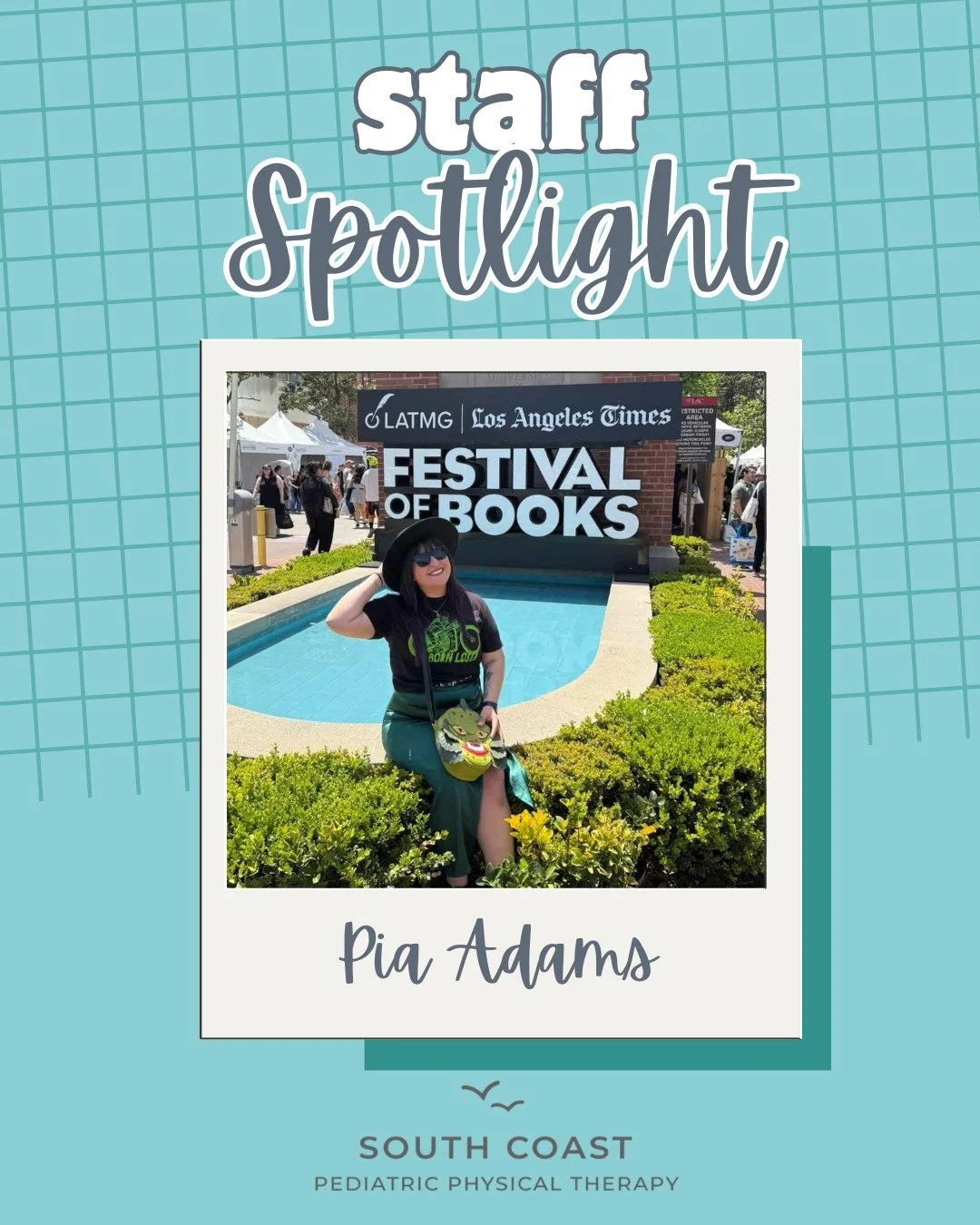 To cap off National Speech-Language-Hearing Month, we would like to highlight one of our SLPAs, Pia Adams, for our next staff spotlight. Pia has been a therapist for 10 months (1 year on July 6th!!!). She went to school at Santa Ana College where she