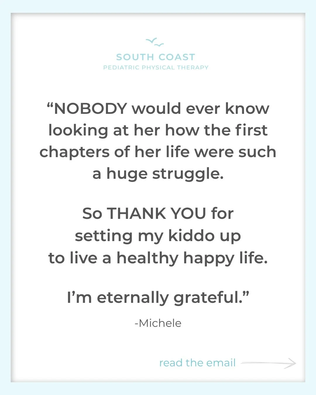 We just had to share this awesome email we got yesterday from a former SCPPT family! 

Helping kiddos grow into their full potential and live healthy, happy lives is why we do what we do! So proud of all Eva is accomplishing now 🙌

#pediatrictherapy