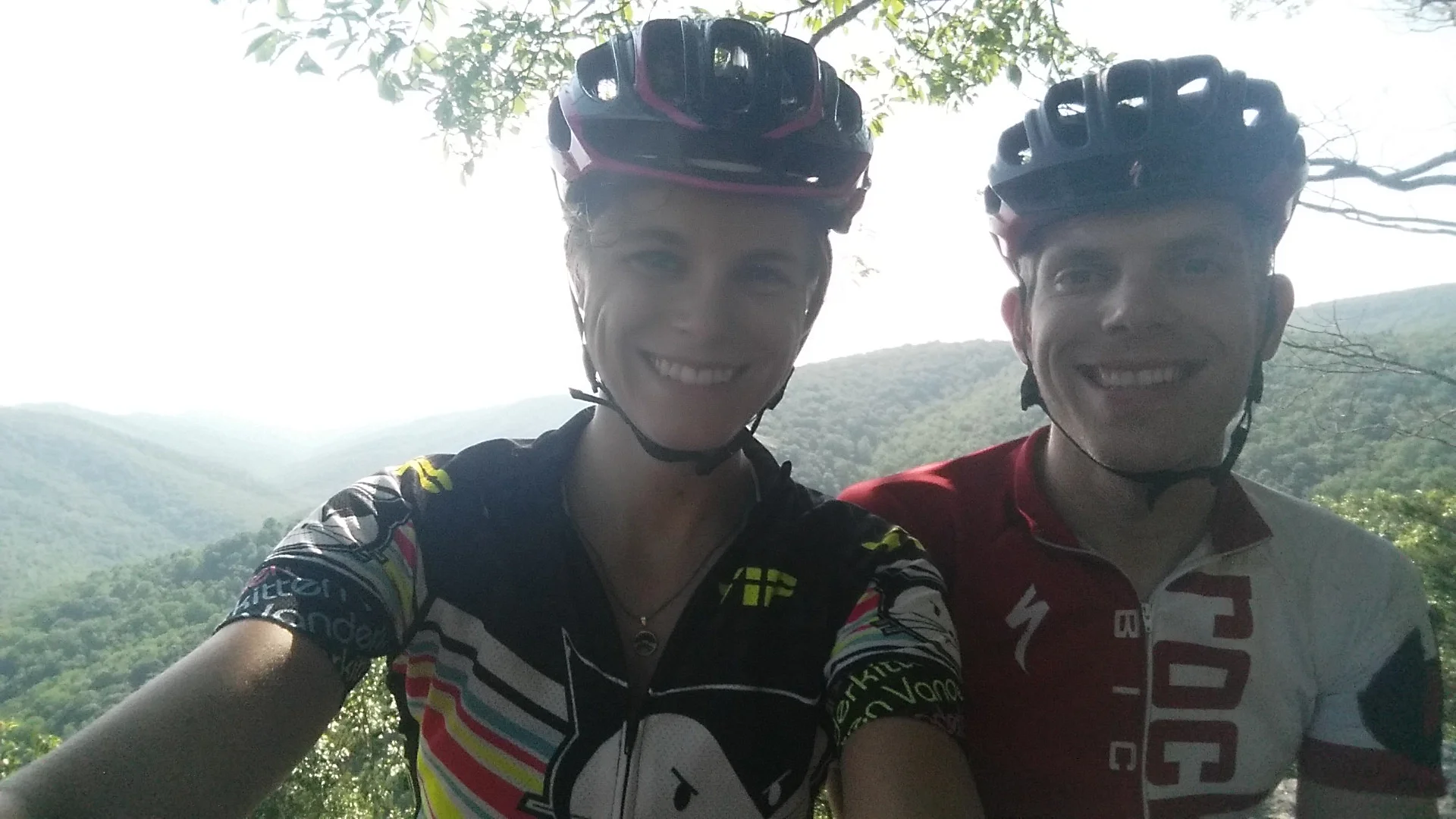 We took a moment to enjoy the views. The gap in the background is where we had been riding earlier in the day