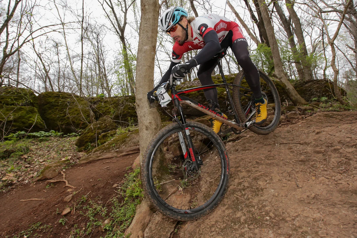 Adam, coming down a rock drop
