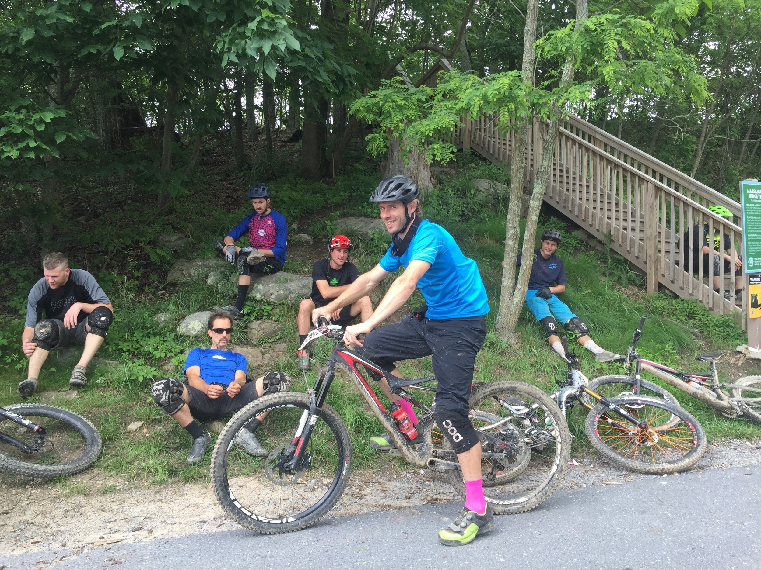 Most of the podium resting before stage 3. Photo provided by Shenandoah Mountain Touring.