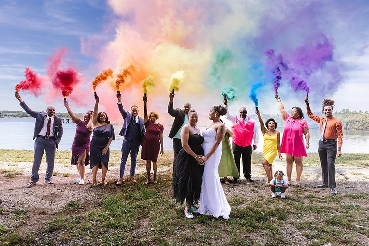 brandyce + tanesha, a colorful + fun rainbow baltimore elopement — urban  row photography