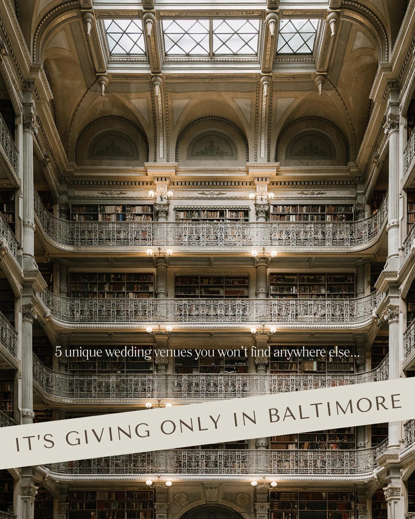 Sharing 5 unique wedding venues that you can only find in Baltimore&hellip; 
(and for the first 2, I&rsquo;m offering a limited time discount on coverage 🤩&hellip; 👀😮)

1. PEABODY LIBRARY @georgepeabodylibrary   &ldquo;A cathedral of books&rdquo; 