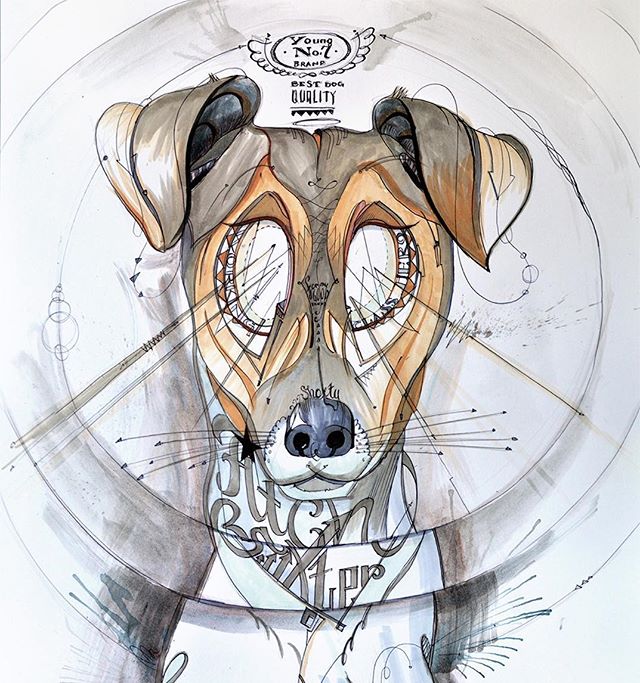 Fitch the #dog // 48x35cm #acrylicpainting and #copicmarkers  on #paper // #TomLohner #popsurrealism #artbasel #contemporaryart #newcontemporary #newcontemporaryart #contemporaryartist #dogpainting #contemporarypainting #contemporaryart #fineart #pop