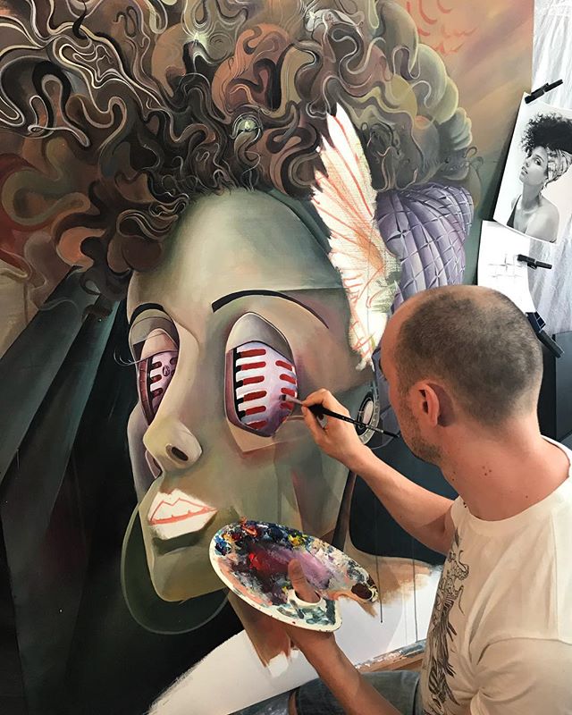 Working on @aliciakeys mega #portrait // #TomLohner #popsurrealism #culture #contemporaryart #newcontemporary #newcontemporaryart #contemporaryartist #painting #contemporarypainting #contemporaryart #fineart #popculture #popstyle #urbanculture #urban