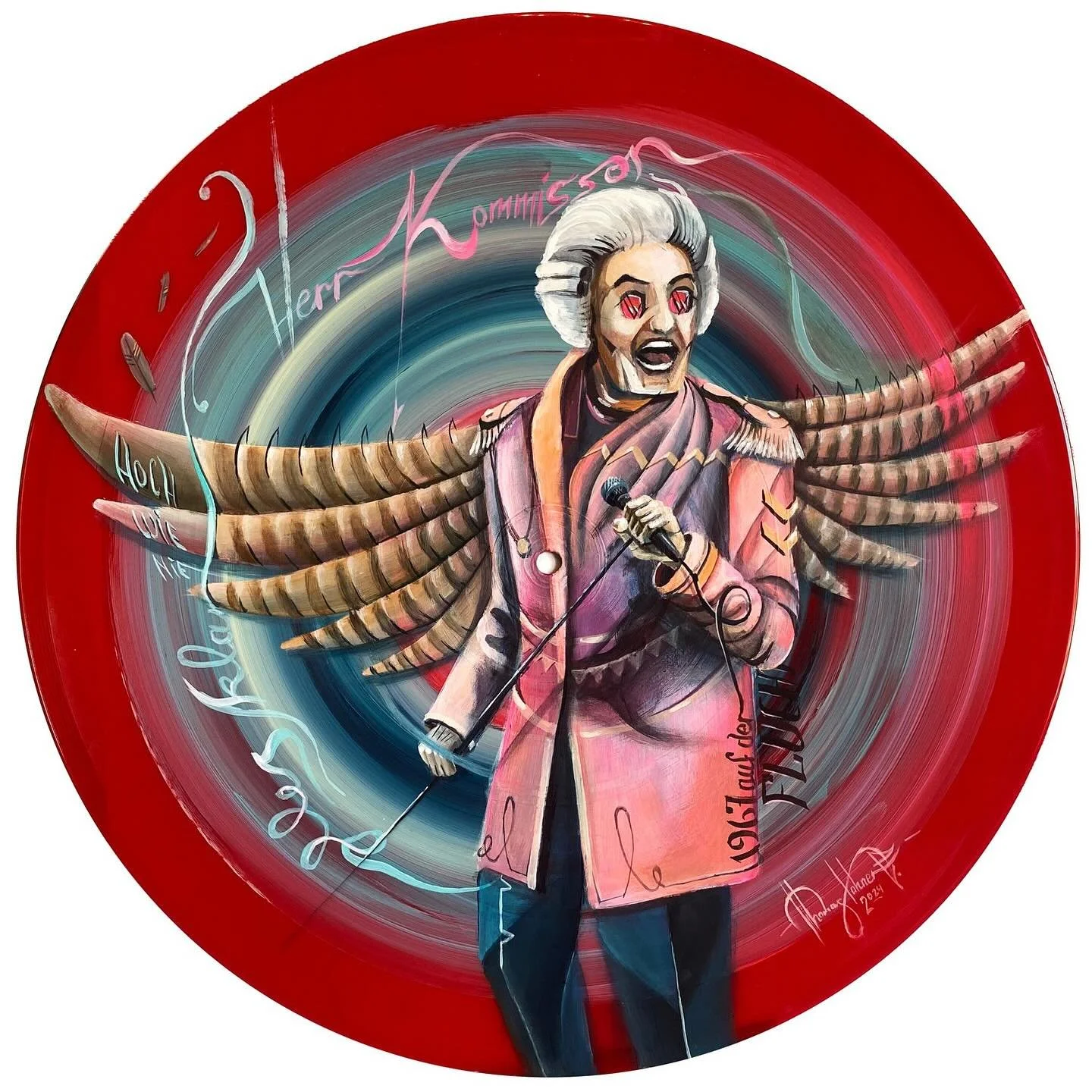 🎤 &bdquo;Herr Kommissar&ldquo; never died &ndash; he just grew wings.
Painted on an original vinyl LP, this tribute to #Falco merges sound and symbolism: Falcon wings for a legend who still soars, even decades after his passing.
Legacy never fades &