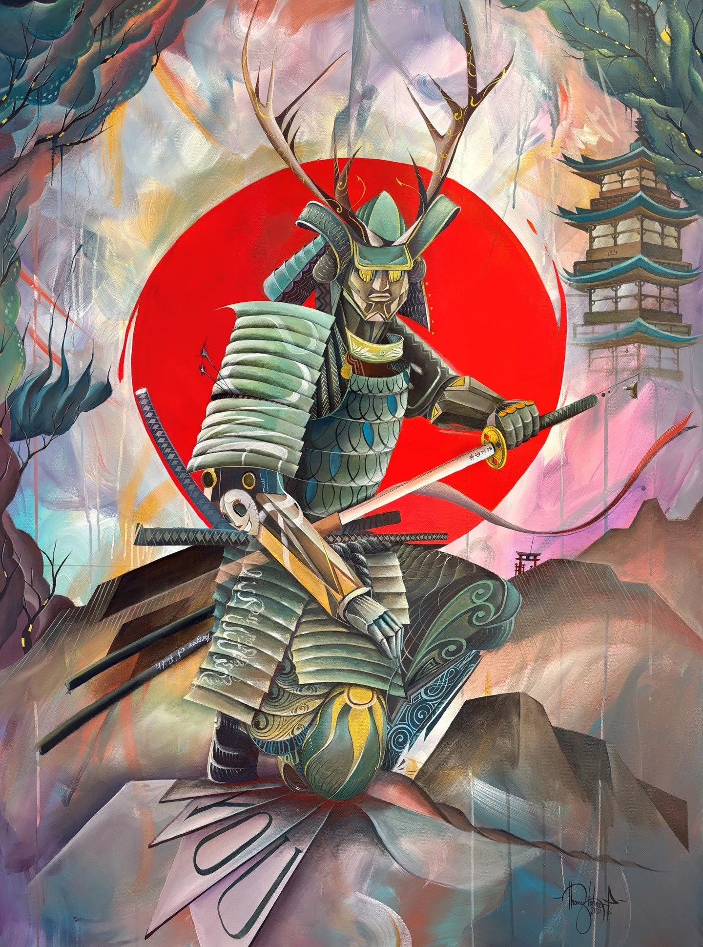 Samurai / The Power Lies Within You // Acrylic on canvas, 140 &times; 100 cm

This Samurai stands as the guardian of our inner strength ⚔️ The counterpart to the Geisha: she embodies bliss already awakened - he carries the power still waiting to rise