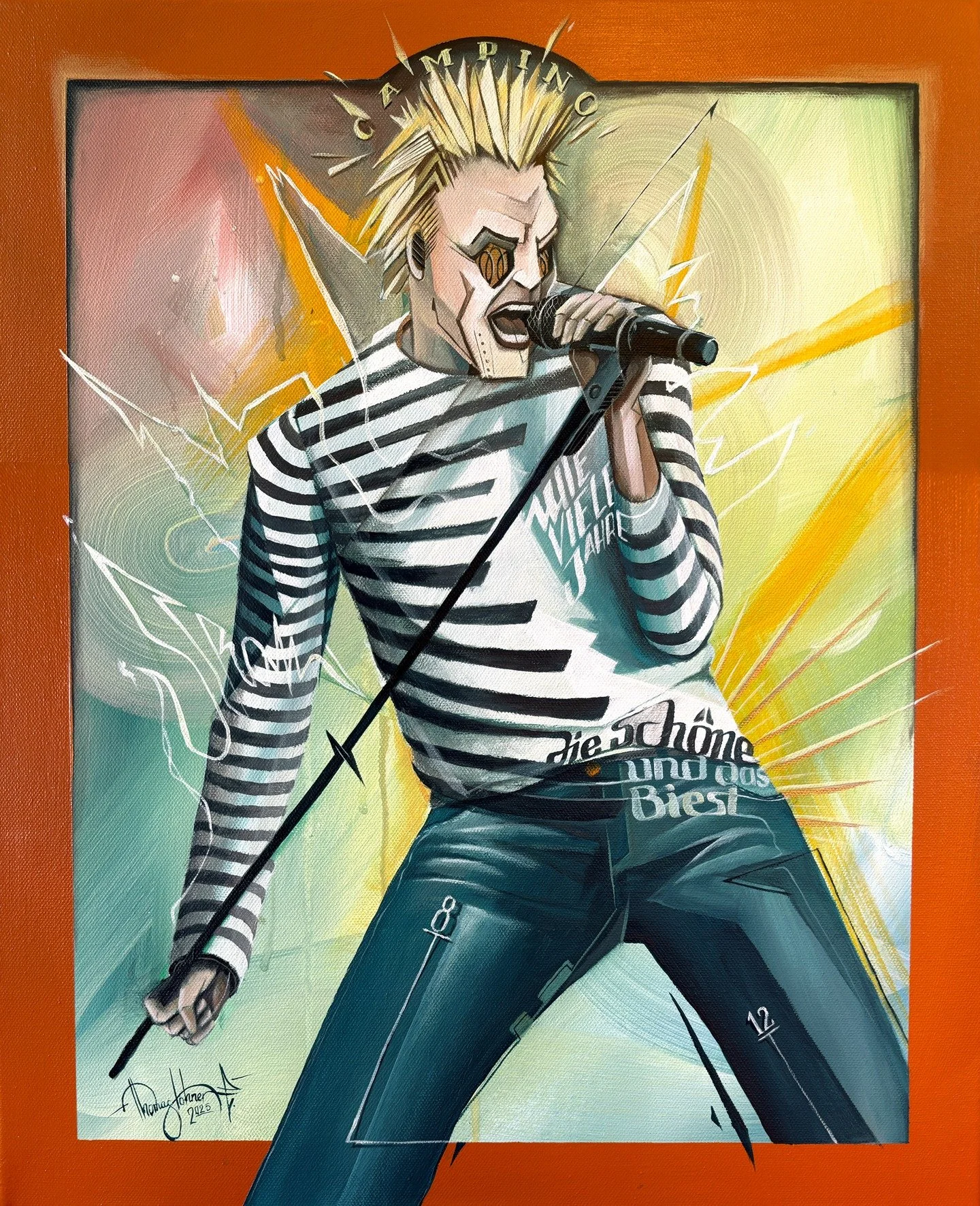 This artwork depicts Campino, the lead singer of &ldquo;Die Toten Hosen&rdquo;, captured in a moment full of energy and expression. It feels as if you were standing right in the middle of a concert: his posture, movement, and immediate connection to 