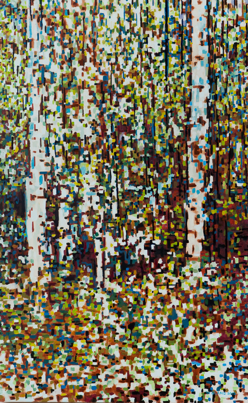Birch Trees XI, Digital, Oil on Linen, 24" x 38", 2012