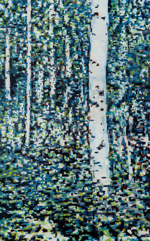 Birch Trees X: Digital, Oil on Linen, 24" x 38", 2012 (SOLD)