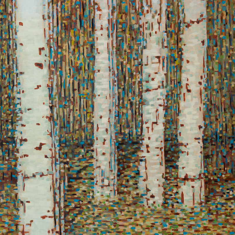 Birch Trees III: Time Stutter, Oil on Linen, 24" x 24", 2010