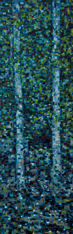 Digital Birches III, Oil on Linen, 12" x 30", 2013