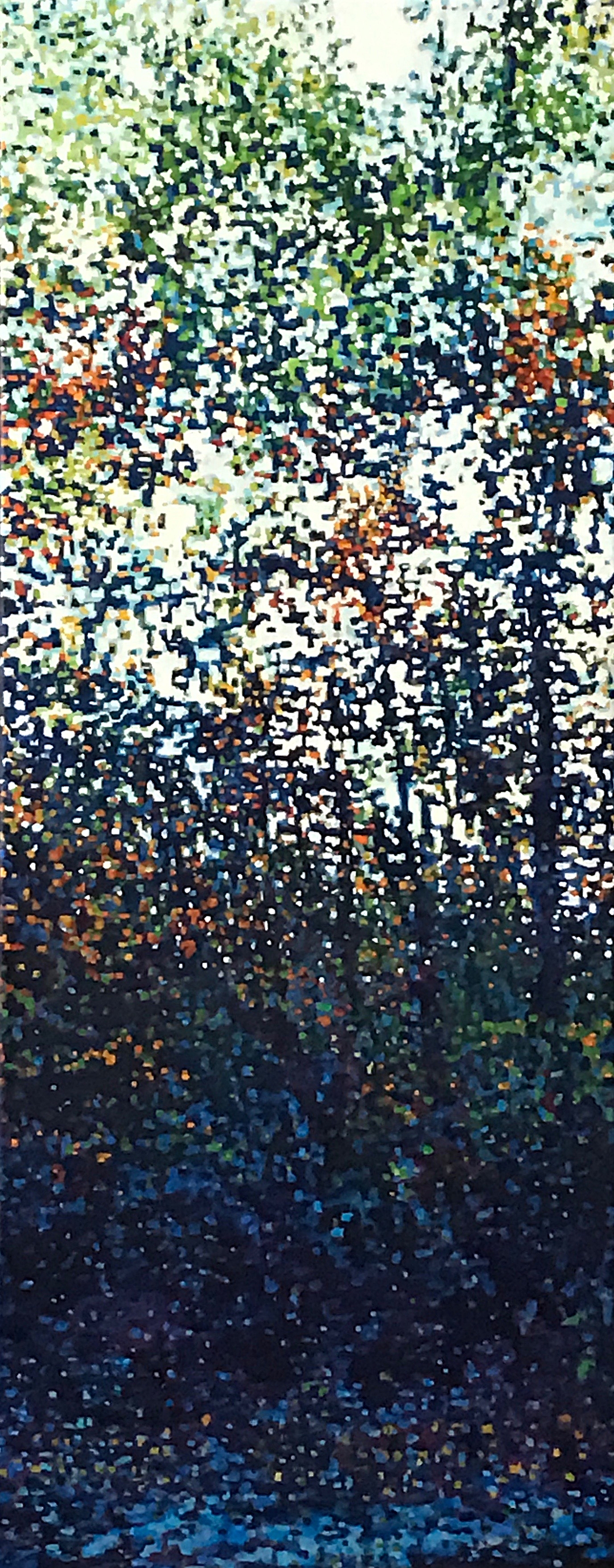 Digital Forest Blue, Oil on Linen, 12"x 30", 2016