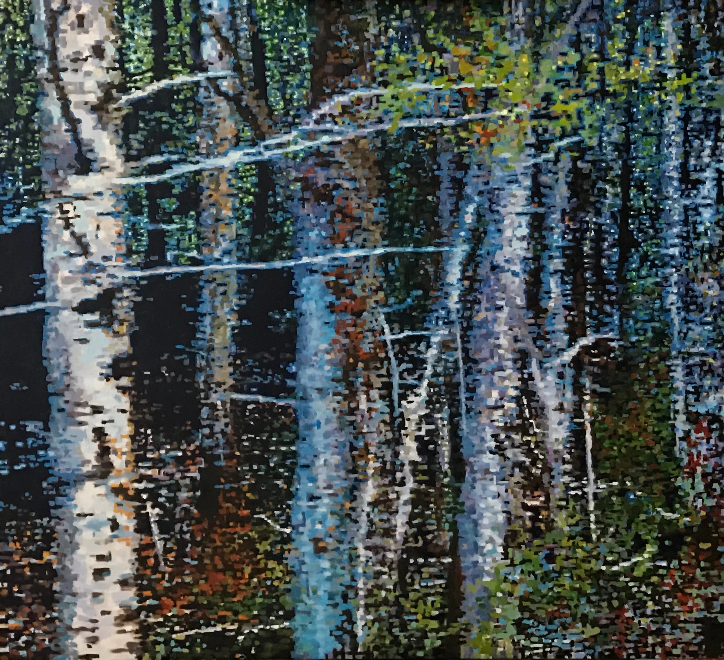 Digital Forest Scene I, Oil on Linen, 32" x 29", 2016