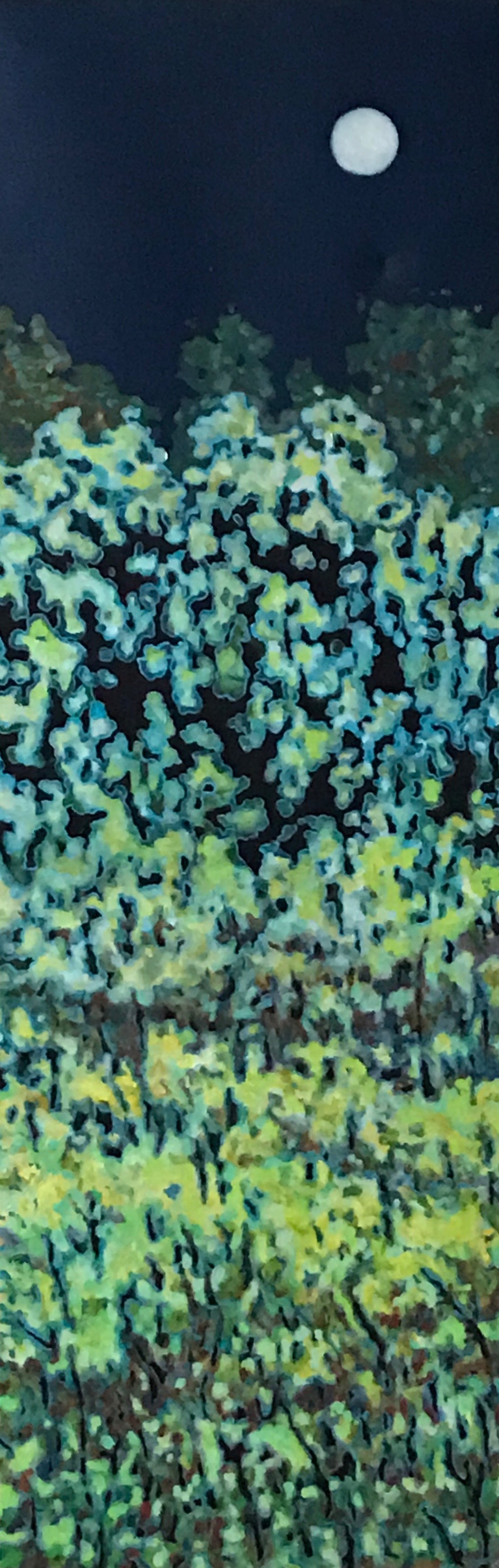 Moonlit Scene I, Oil on Linen, 10" x 30", 2015 (SOLD)