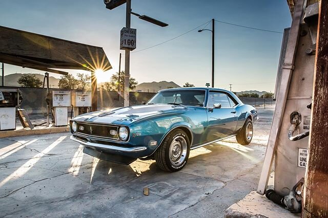 1968 Chevrolet Camaro Z28 - Sunrise at a gas station travelling along Route 66

#roadtrip #route66 #canon #camaro #california #sunrise #photography #topgearchallengetwo #classiccar 
The Challenge: 
#TopGearChallengeTwo: Photography 📸
So you&rsquo;ve