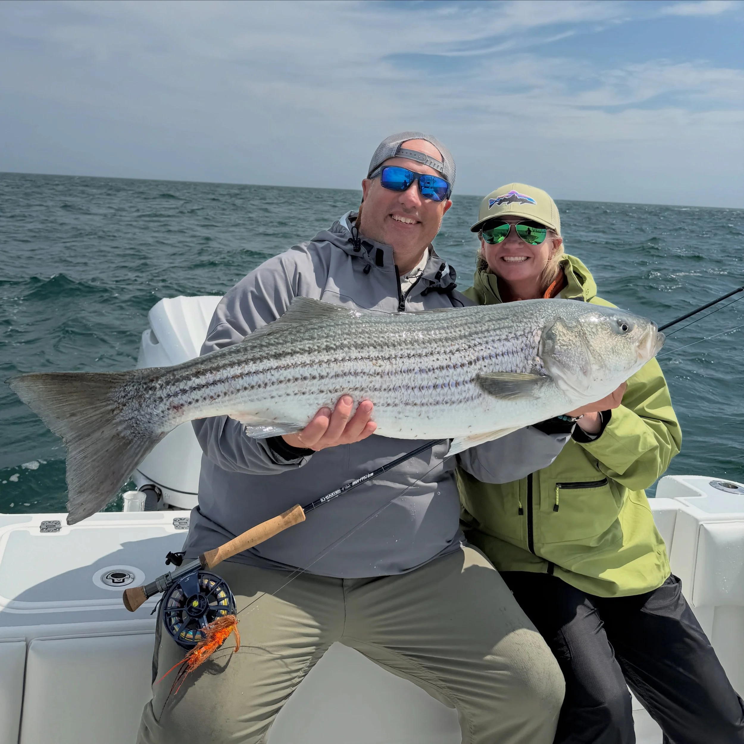 Spectacular day with Joel &amp; Kim on their annual cape trip from Michigan.  Fly, jjigs, and topwater were all in play today and Kim even popped the first Fluke of the season! 
#monomoysportfishing