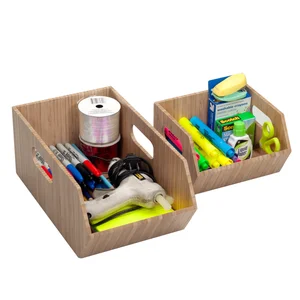 Bamboo Storage Bins For Pantry Kitchen Cabinet Organizer Multi Purpose 2 Pc Stackable Set Mobilevision