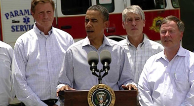 President Obama National Press briefing Colorado Springs. Zebra Productions was called in to light his press briefing and weekly video address 
