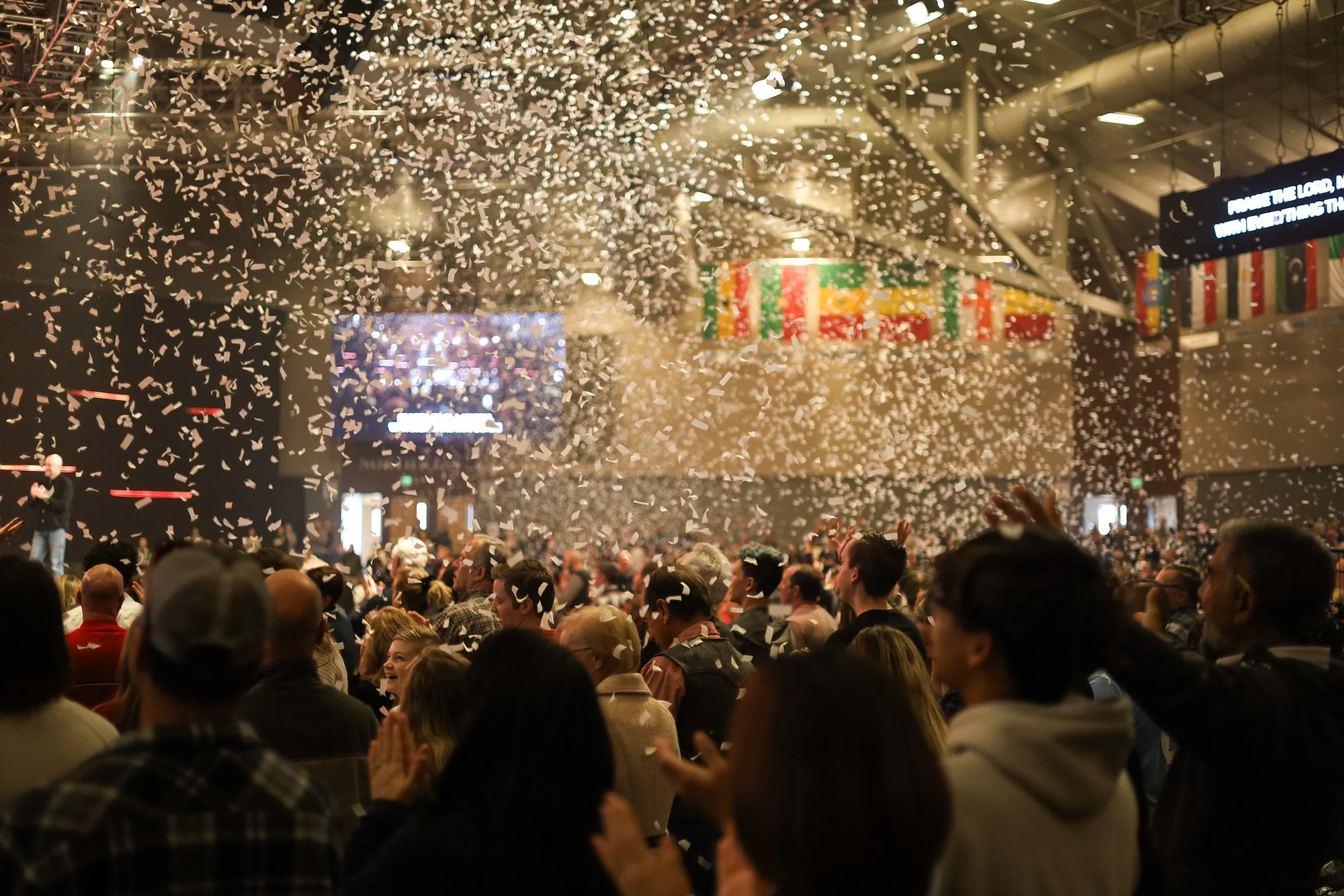 New Life Church  Paid off debt celebration Service.  ZPL provide 8 arena confetti canons  