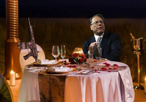 Wayne LaPierre Just Wants to Enjoy Valentine's Dinner with AR-15 in Peace