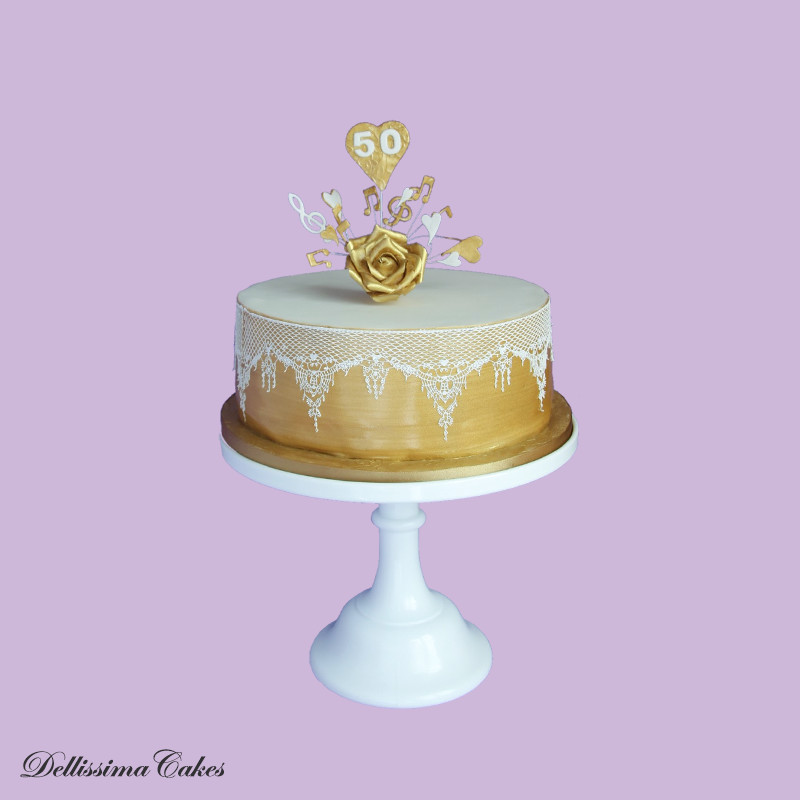 Golden Wedding Anniversary Cake