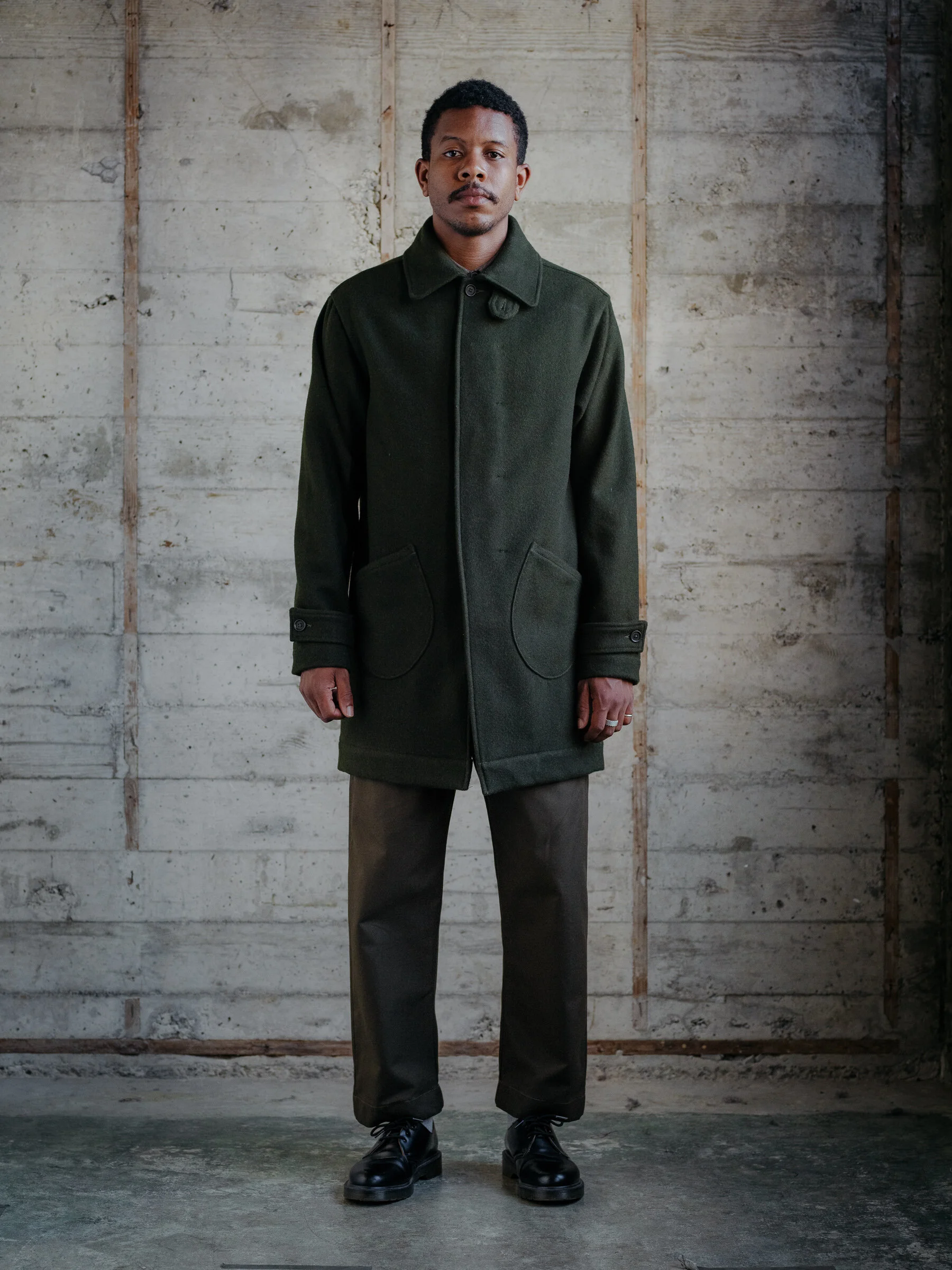 Covered Placket Coat Heavy Melton Wool — evan kinori