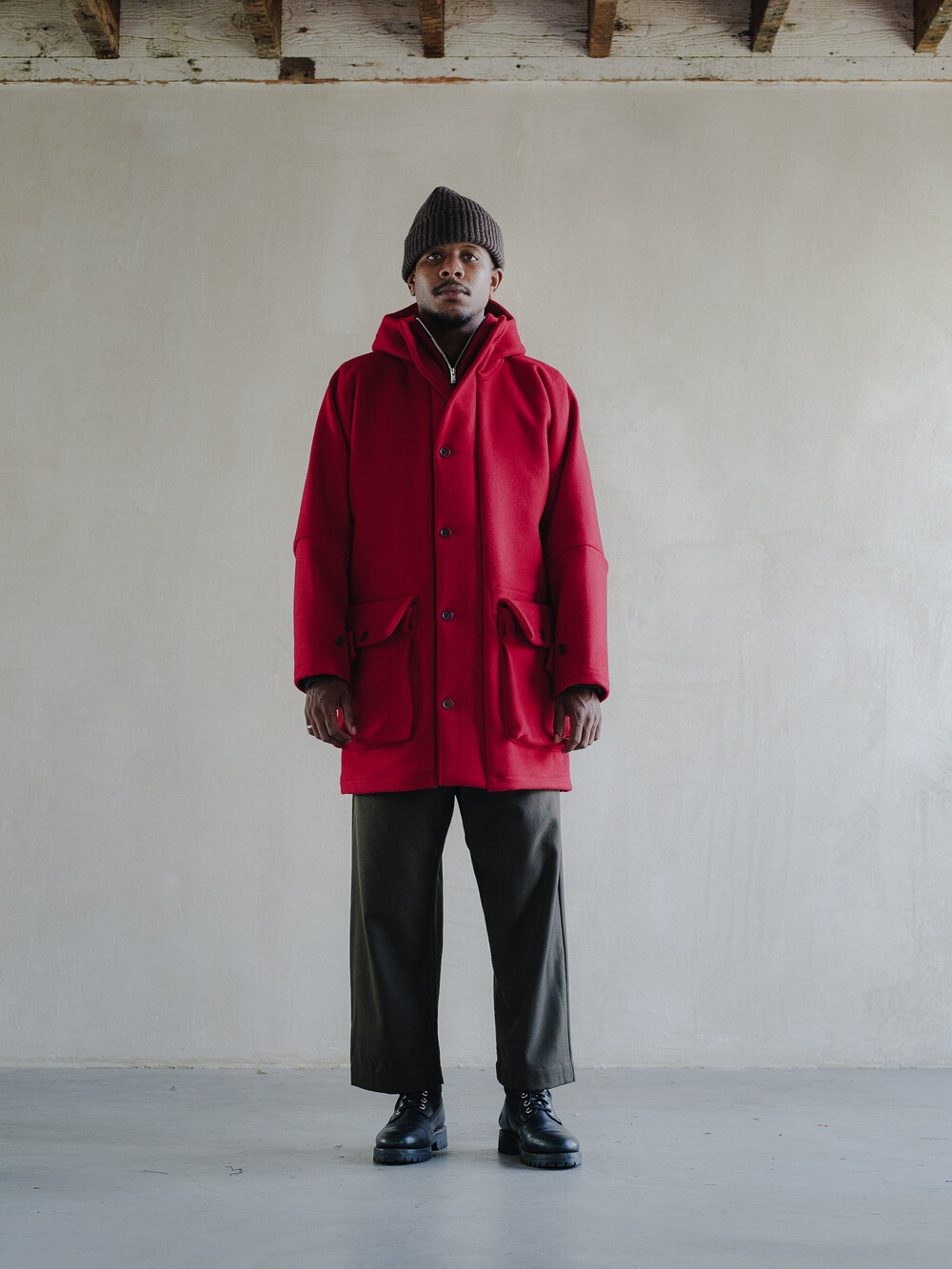 evan-kinori-Hooded-Coat-Heavy-Wool-Duffle-Cloth-hunting-red-made-in-california-02