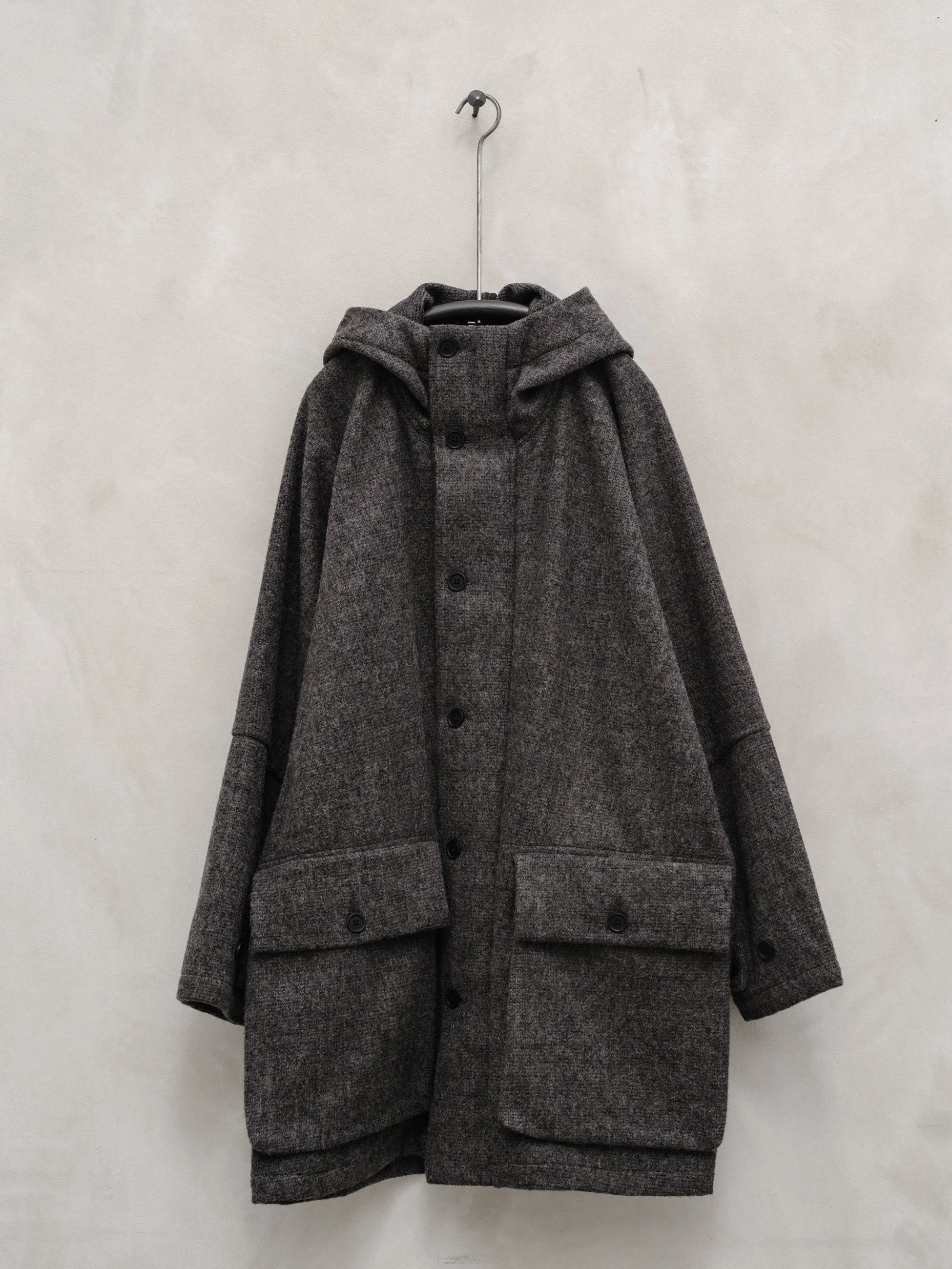 Hooded Coat - Brushed Wool Glen Check — evan kinori