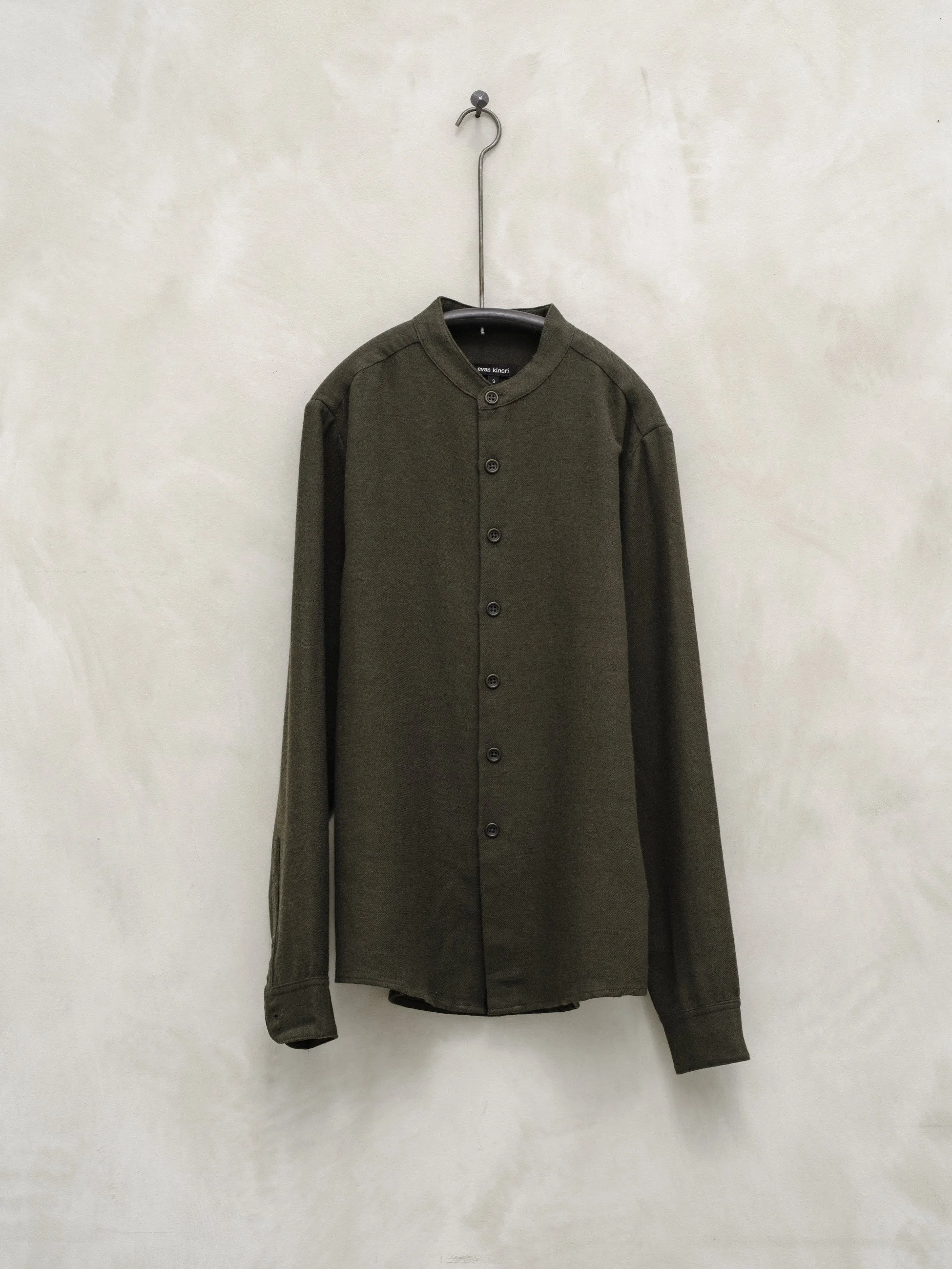 evan kinori band collar shirt cotton 