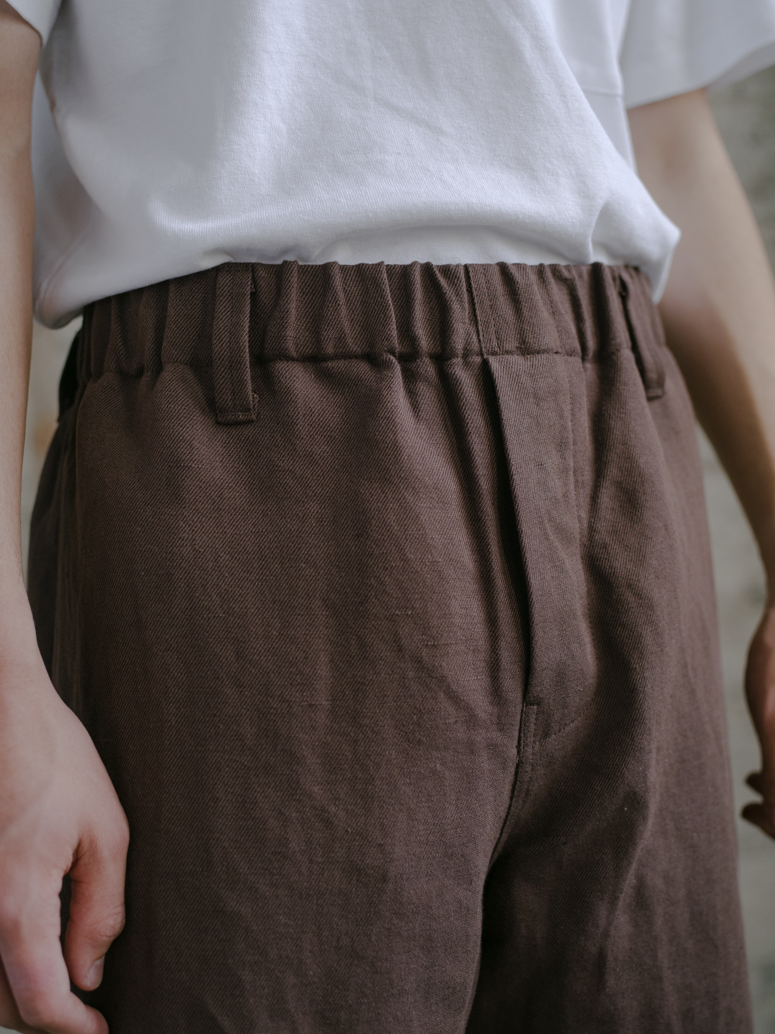 Elastic Pant - Yarn Dyed Cotton/Linen Twill — evan kinori