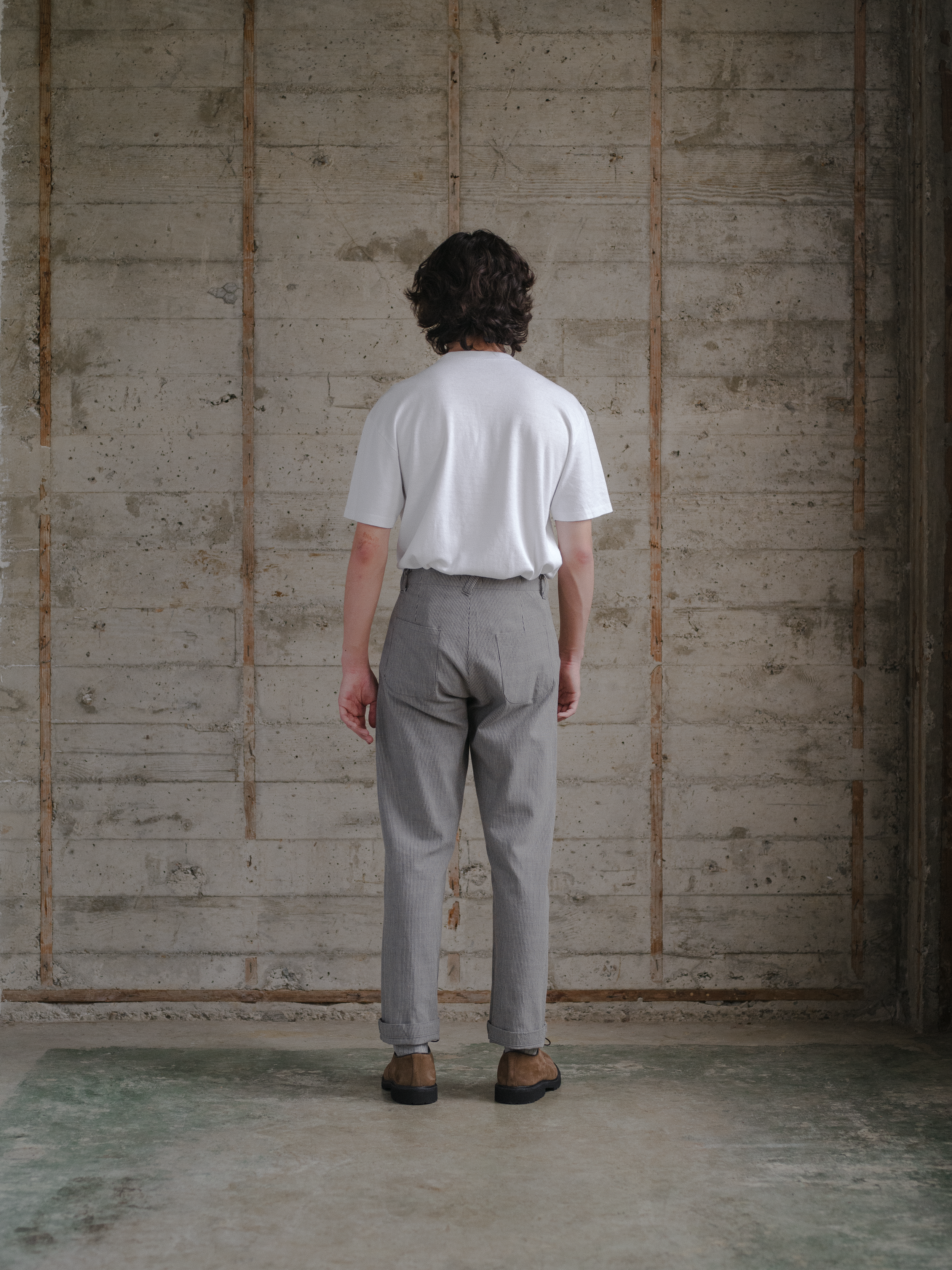 Four Pocket Pant - Sumi Ink Striped Cotton — evan kinori