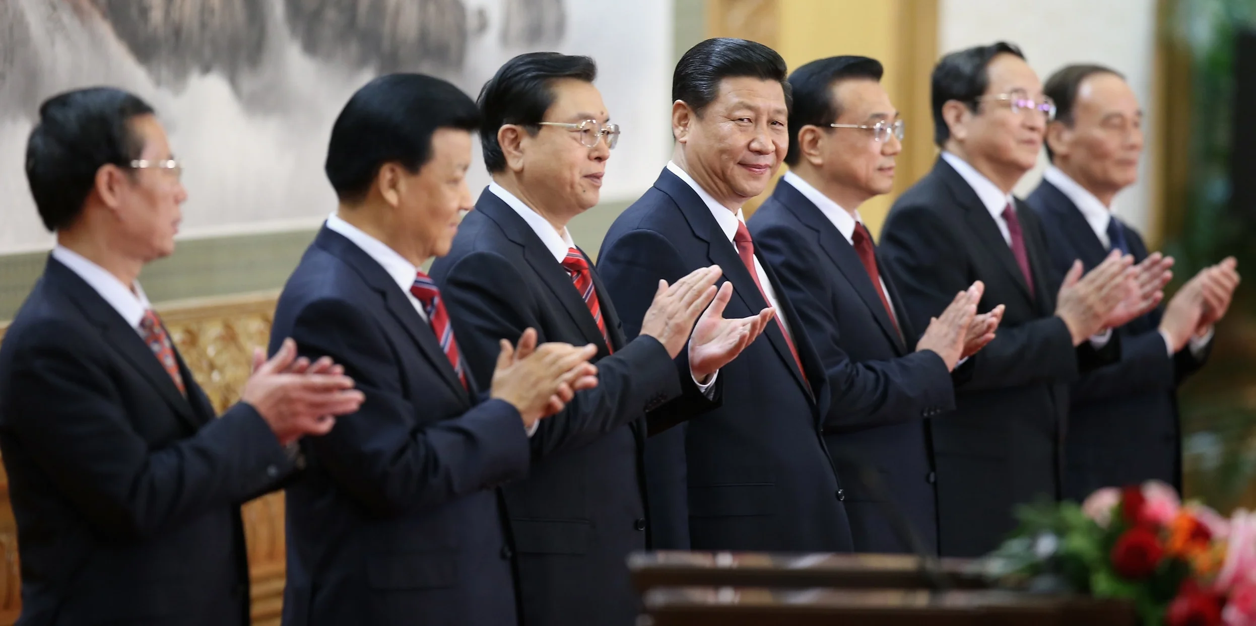 China's Politburo Standing Committee, the country's nexus of power, with Xi Jinping at its center.