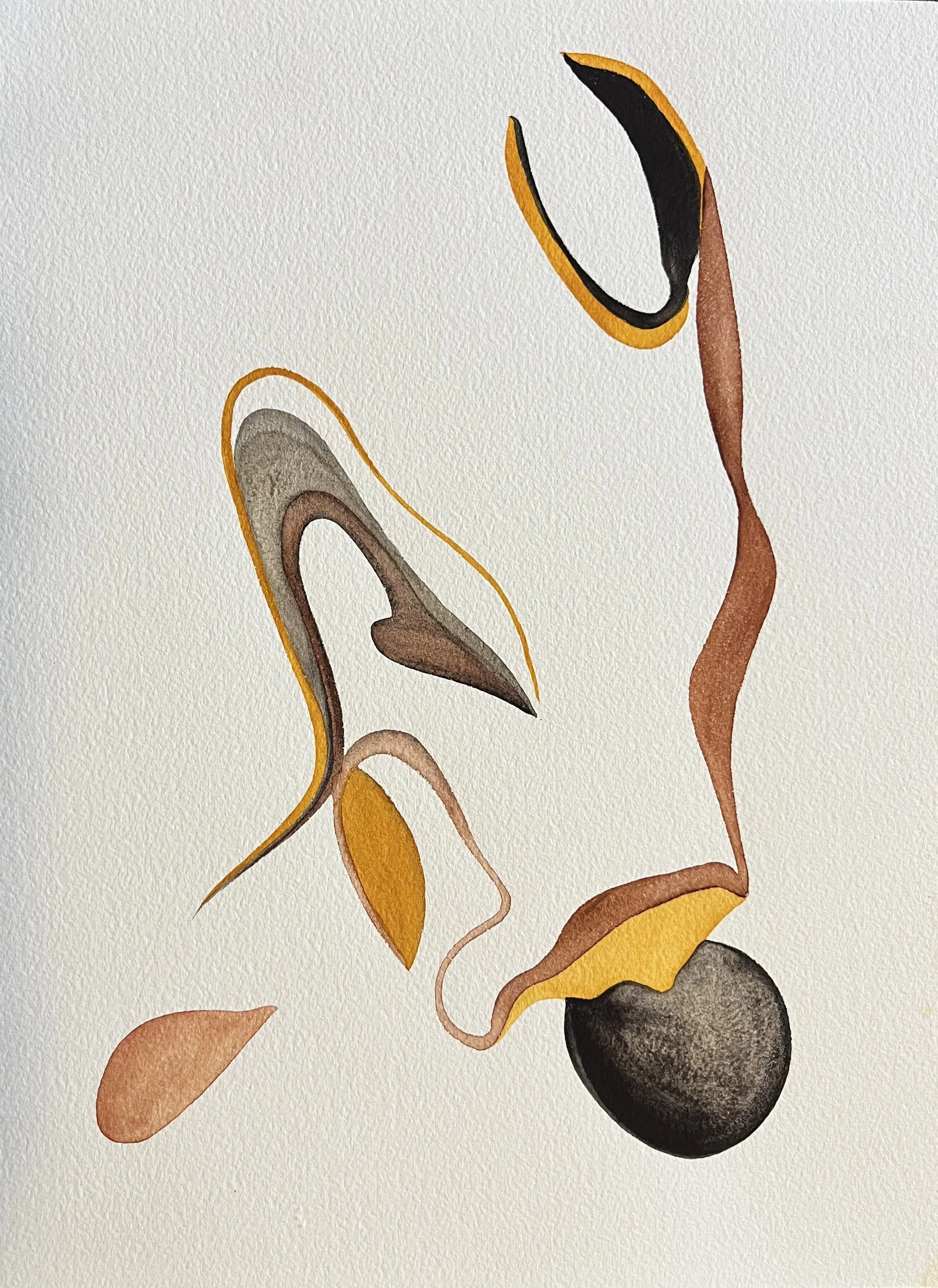 Short Days, Long Nights, watercolor & gouache on paper, 12 x 9 in., SOLD