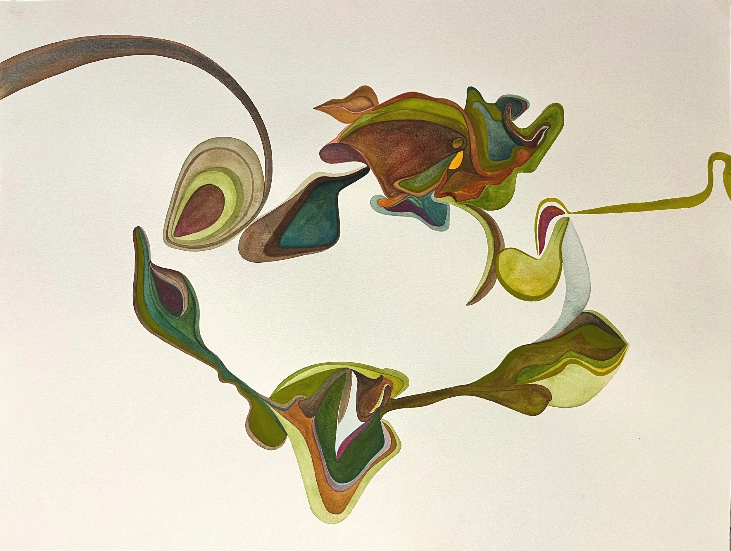 Guactation, watercolor & gouache on paper, 18 x 24 in., SOLD