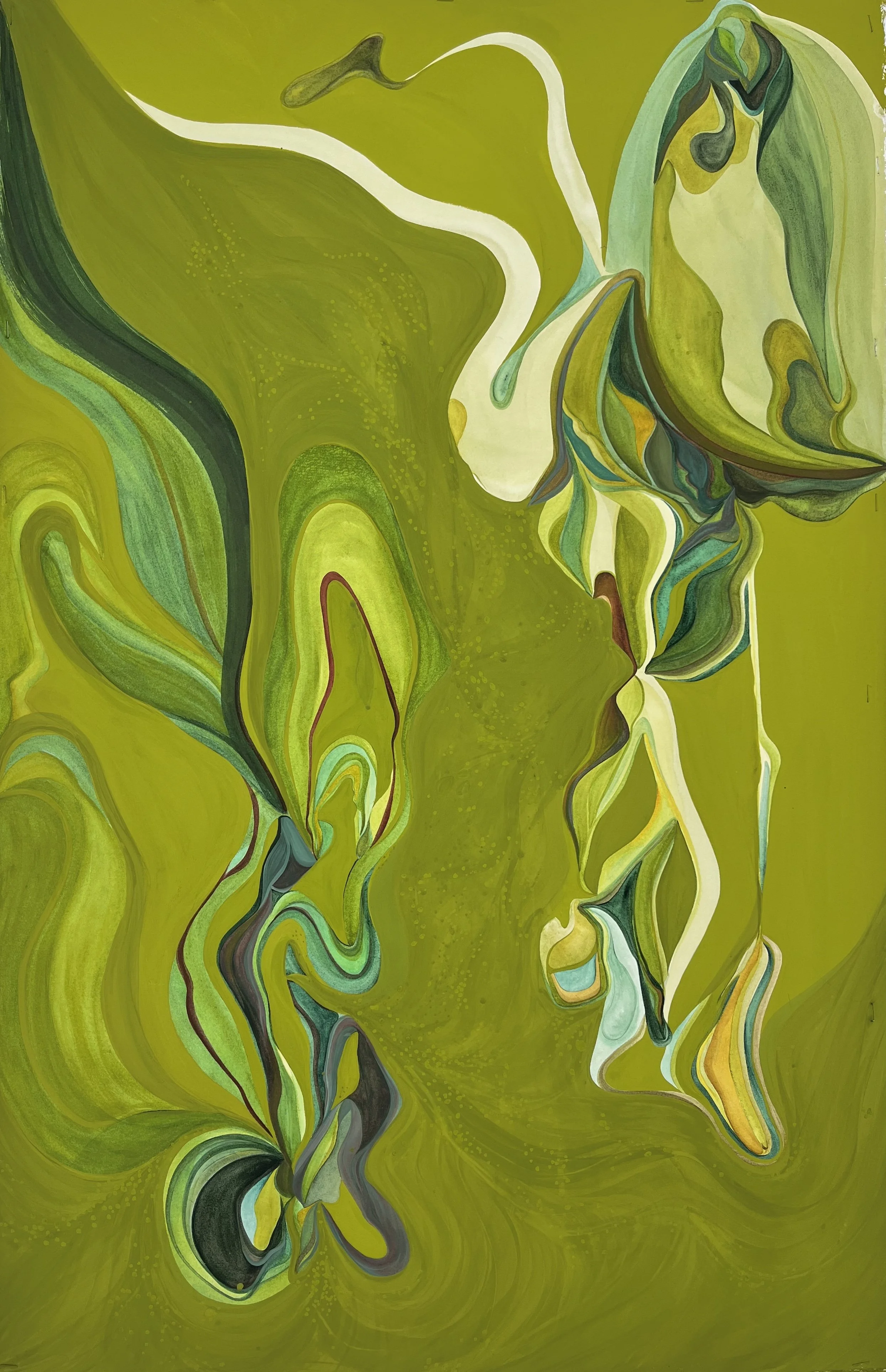 Growing Moss, watercolor & gouache on paper, 40 x 26 in.