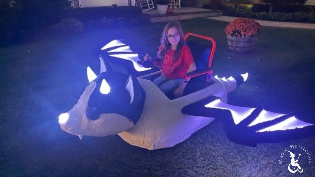 We've been talking about wings quite a bit lately! Check out Emma's awesome Roblox Mega Neon Bat Dragon!

What are your favorite wheelchair wings? 

#magicwheelchair #halloween #wheelchaircosplay #wheelchair #cosplay #roblox #meganeonbatdragon #maker