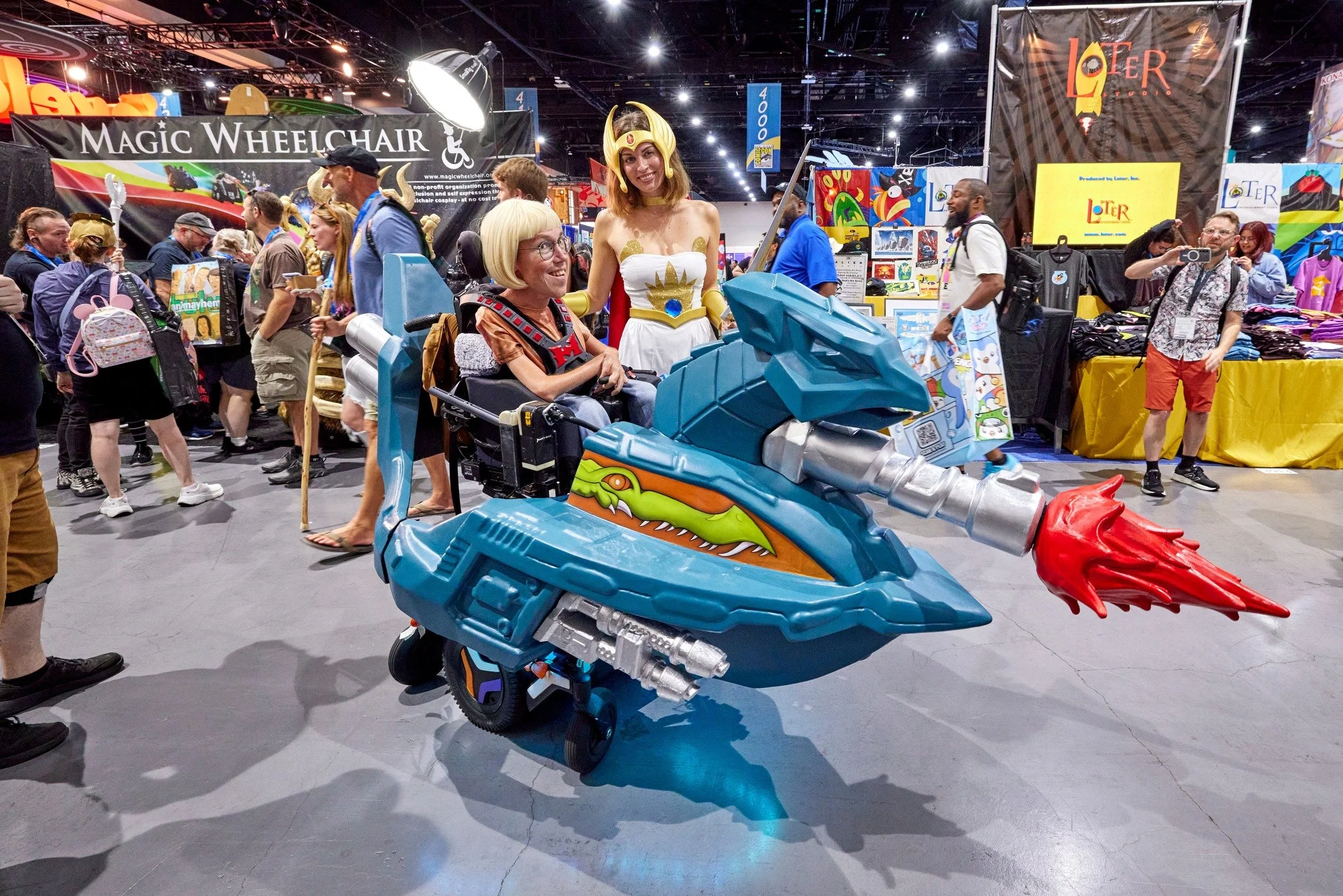 The ultimate He Man and She-Ra, @shaneburcaw and @hannahayl! 💖⚔️💖

They made history at @comic_con by leading the Masters of the Universe Magic Wheelchair parade of superfans to @mattel! This marks the expansion of making cosplay accessible for eve