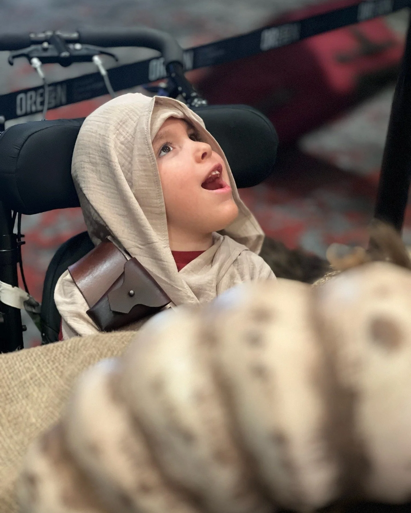 It&rsquo;s Fuzzy Bantha Friday! A day to celebrate Benjamin&rsquo;s awesome new Magic Wheelchair! 

Benjamin is the sweetest Tusken Raider we've ever met and his Bantha was pretty well behaved at @rosecitycc too. 

Thank you to first-time builder @sa
