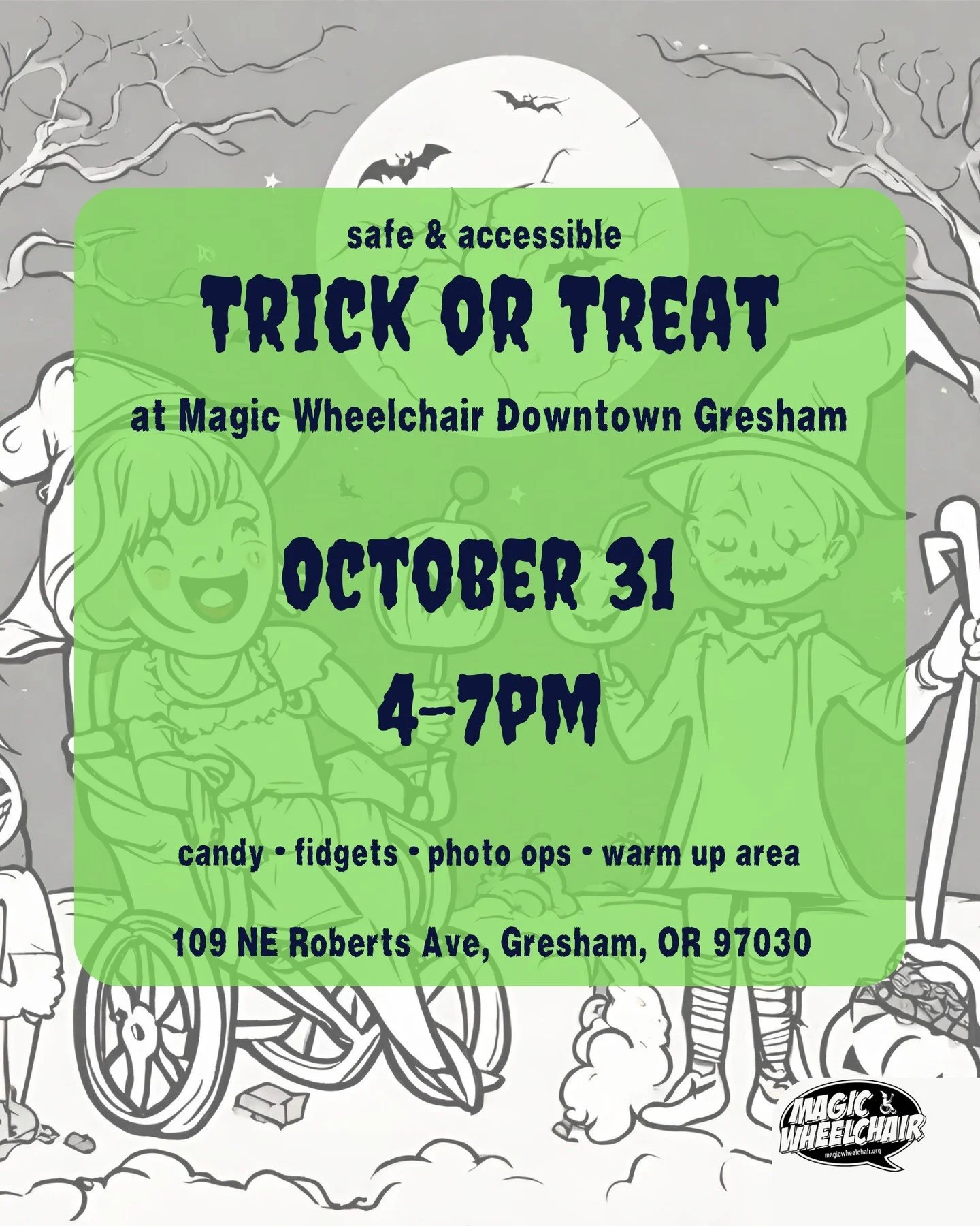 Trick or Treat at Magic Wheelchair for the &quot;ultimate candy haul&quot; with Historic Downtown Gresham's Safe Trick or Treat event! 

Swipe to see the fun we've had!

#magicwheelchair #halloween #epicinclusion @cityofgresham @historicdowntowngresh
