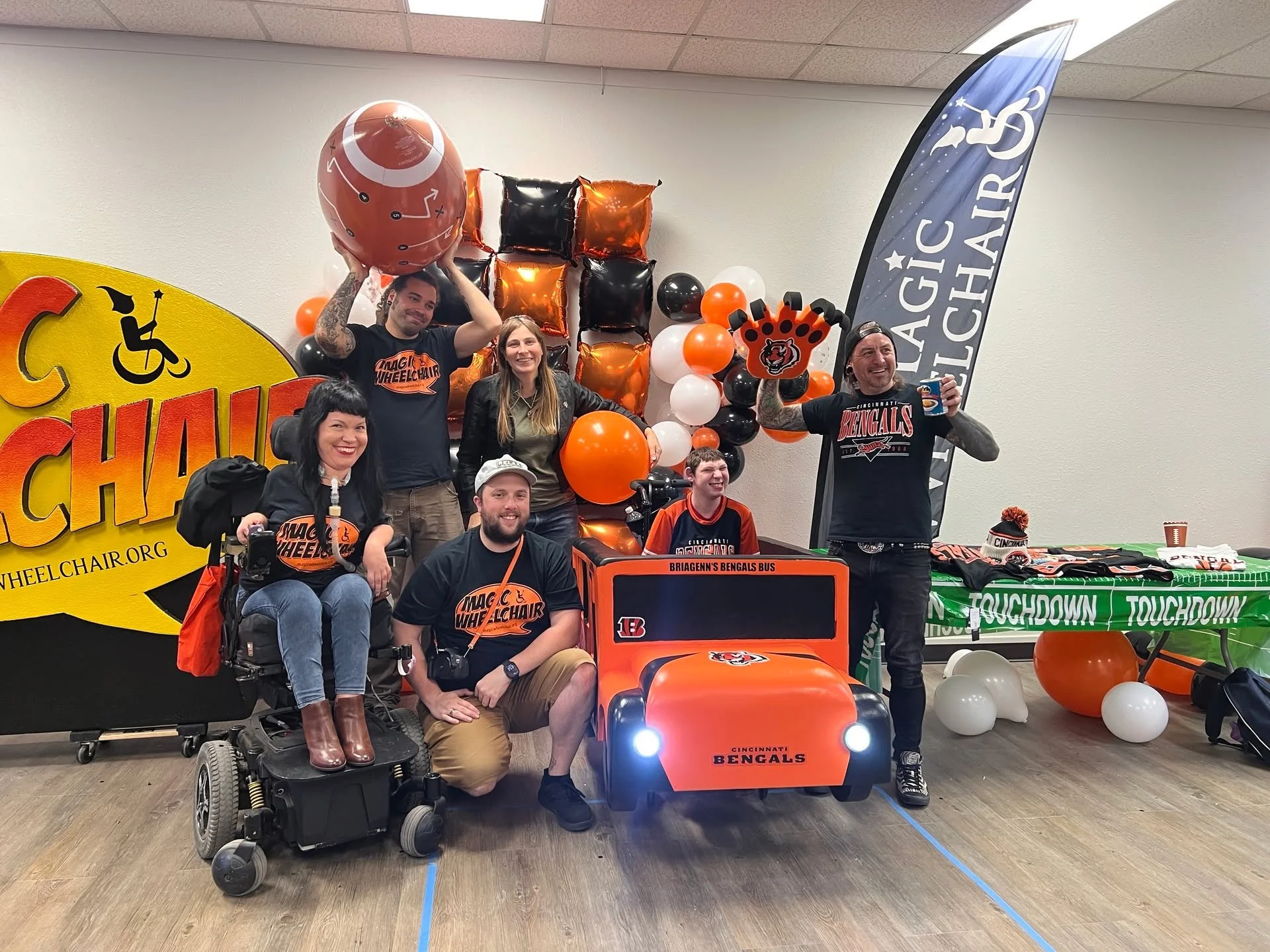 The @bengals won the Thanksgiving game! 

We're pretty sure Briagenn rocking his Magic Wheelchair had something to do with it 🏈

#magicwheelchair #whodey #football #wheelchaircostume #cincinnati