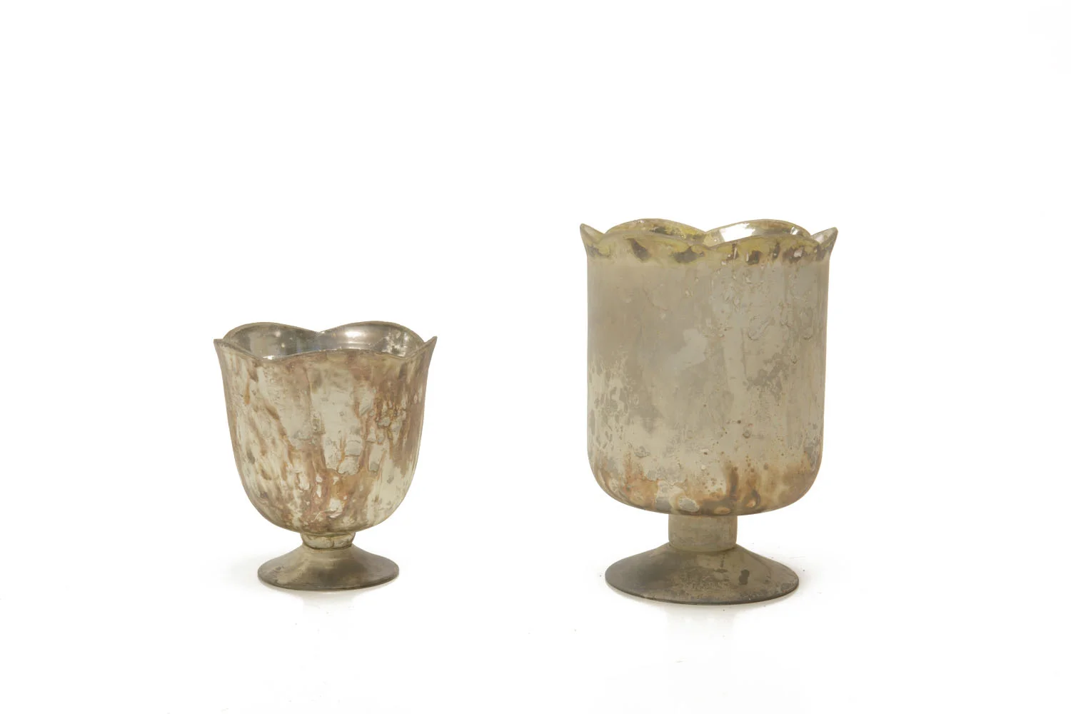 Antiqued Mercury Compote sm (6x5) 3.50, lg (8x5) 5-
