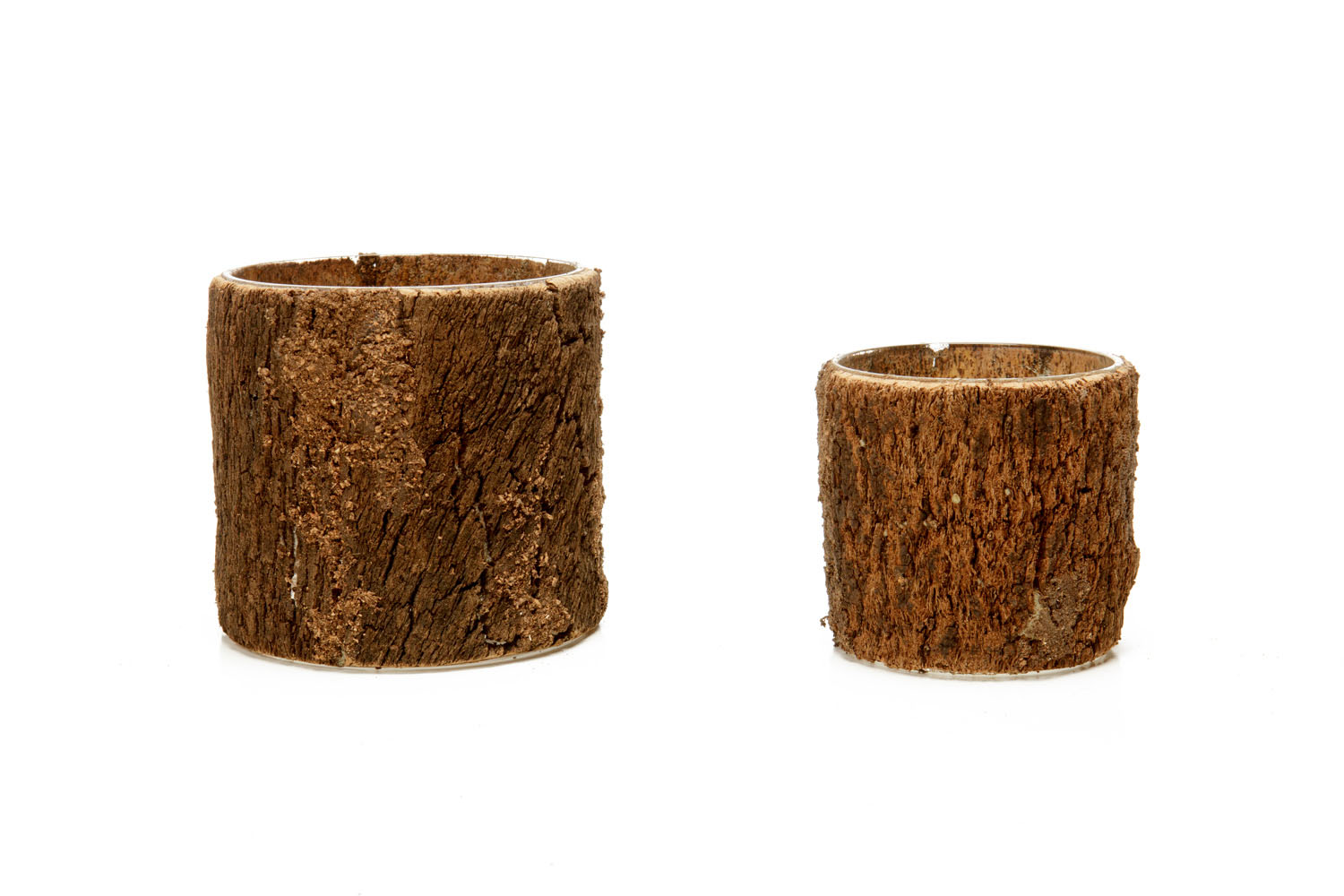 Wood Cylinder Vase lg 6-, sm 4-