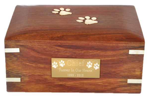 Wooden box with engraved plaque