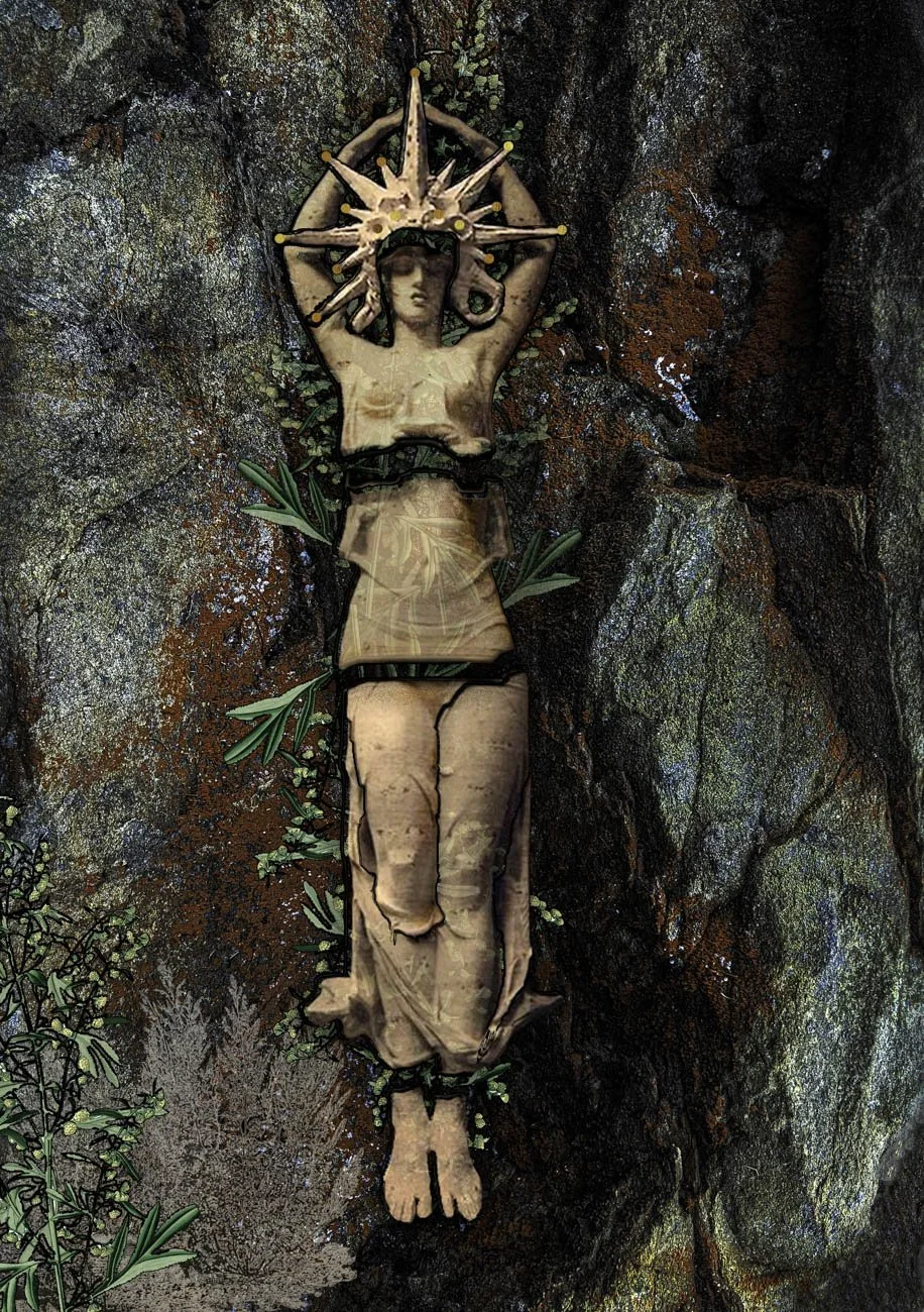 Audrey Munson with Wormwood. Her figure can be found in statues through out New York. She had a tragic life and her mother had her committed to a mental asylum where she died at age 104