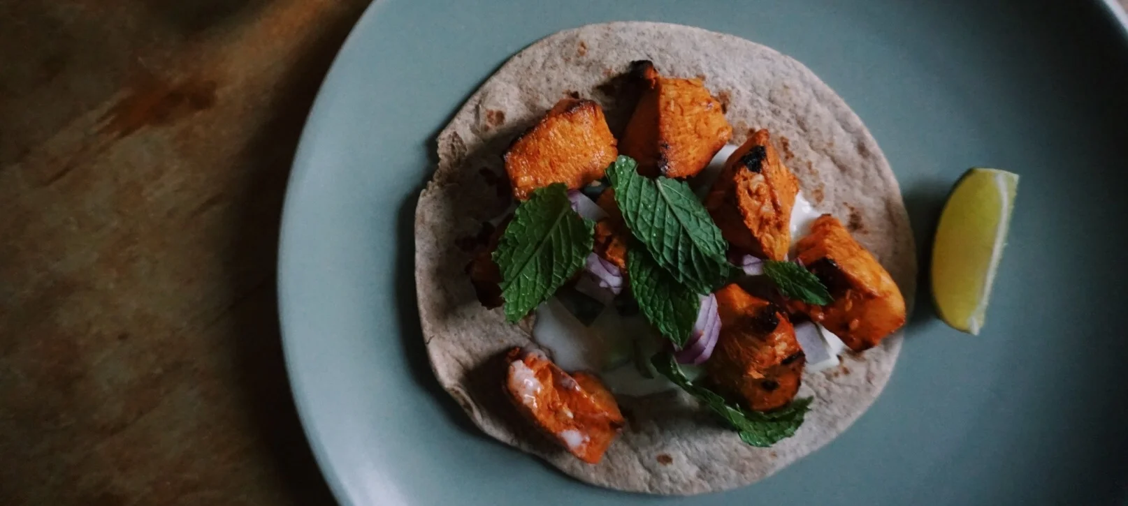 simple dinner: tandoori chicken wraps