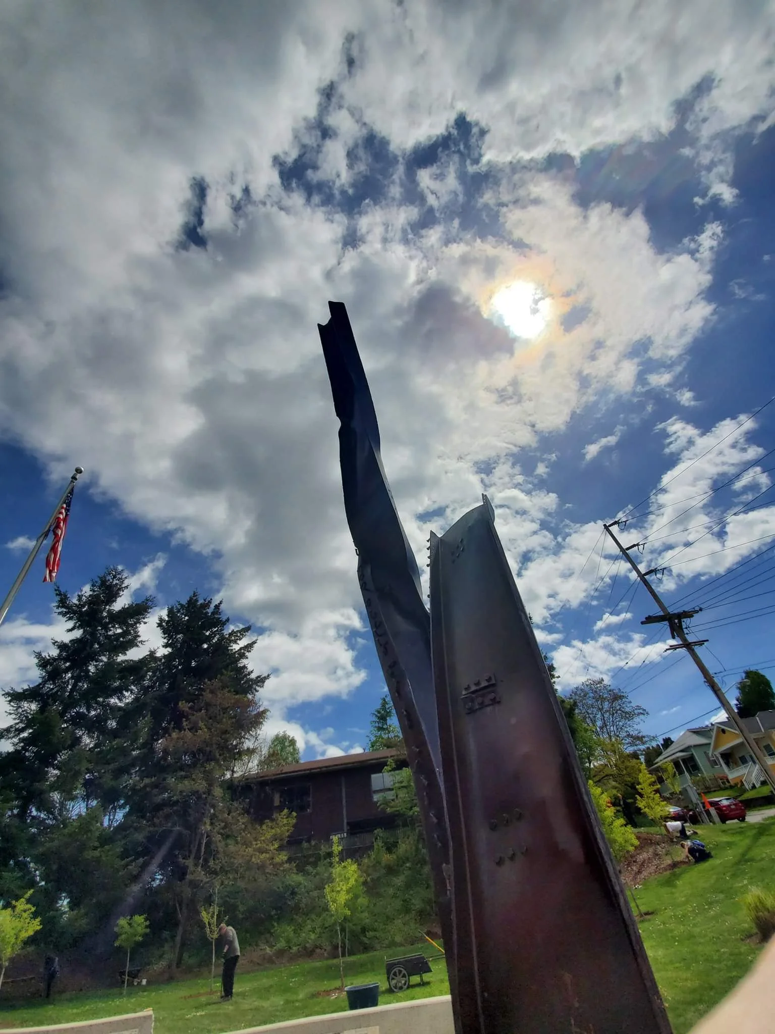 Beams from the World Trade Center stand at the Bremerton Evergreen Park to remind us the tragedy that happen on that day, and to honor the lives lost.
