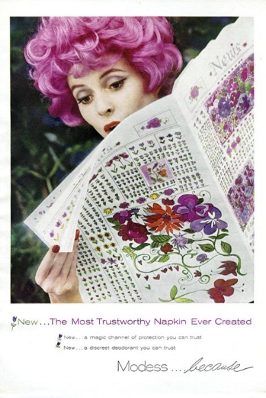 Modess... for that magical time of the month when everything you read just looks like a bunch of flowers.